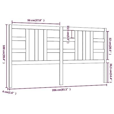 Hoofdbord 206x4x100 cm massief grenenhout wit