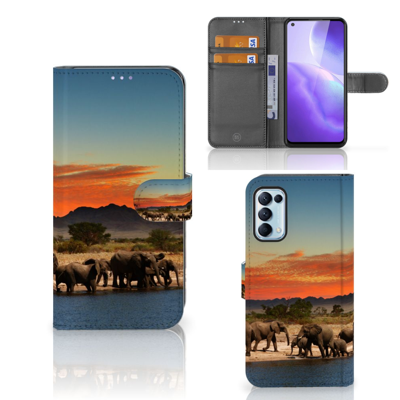 OPPO Find X3 Lite | Telefoonhoesje | Met pasjeshouder | Olifanten