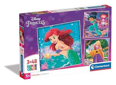 Disney Clementoni legpuzzel super color vierkant princess, 3x48st.