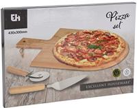Excellent Houseware 3-delige pizzasnijset 43x30 cm bamboe - thumbnail