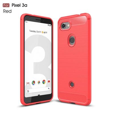 Geborsteld textuur koolstofvezel TPU Case voor Google pixel 3a (rood) Geborsteld textuur koolstofvezel TPU Case voor Google pixel 3a (rood)