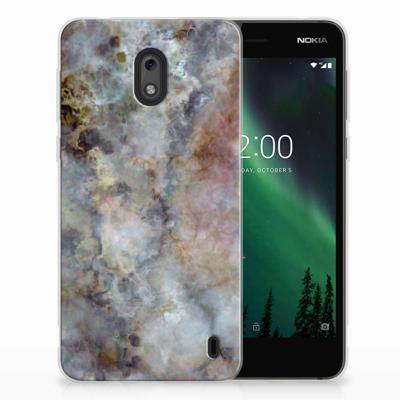 Nokia 2 | TPU | Siliconen hoesje | Marmer Grijs Nokia 2 | TPU | Siliconen hoesje | Marmer Grijs