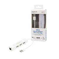 LogiLink UA0174 USB 2.0 naar Fast Ethernet-adapter met geïntegreerde 3-poorts USB-hub - thumbnail