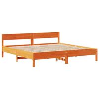 Bedframe zonder matras massief grenenhout wasbruin 200x200 cm - thumbnail