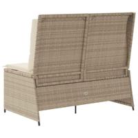 Tuinbankje verstelbaar met kussens poly rattan beige - thumbnail