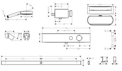 Hansgrohe Bundelset Handdouche WallStoris Thermostaat Glijstang en Opbergset Mat Wit - thumbnail