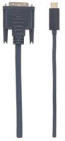 Manhattan -Products USB-C hub naar DVI-adapter - Type-C USB naar DVI-kabel, DisplayPort 4K signaal, Thunderbolt 3 compatibel, Notebook accessoires - 1 meter - thumbnail