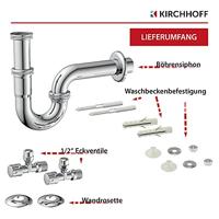Kirchhoff Sifon voor wastafelsifons, 1 1/4" x 32 mm, met montage en 2x haakse-kraan - 98800104 - thumbnail