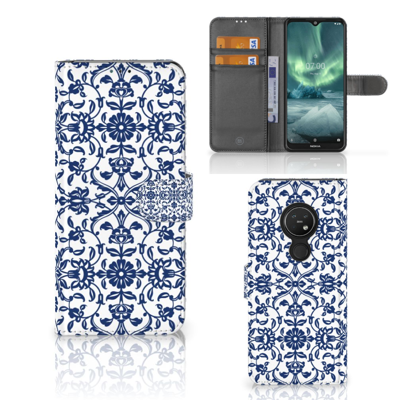 Nokia 7.2 | Nokia 6.2 Hoesje Flower Blue | Portemonnee hoesje