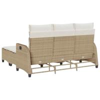 3-delige Tuinbankstel met kussens L-vormig beige poly rattan - thumbnail