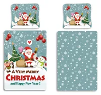 Kerst dekbedovertrek Merry Christmas and a happy new year 140 x 200 cm (70 x 90 cm) - thumbnail