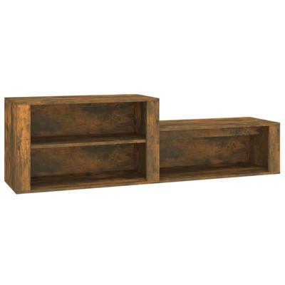 Schoenenkast 150x35x45 cm bewerkt hout gerookt eikenkleurig