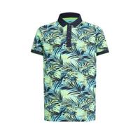 WE Fashion polo met contrastbies groen/donkerblauw - thumbnail