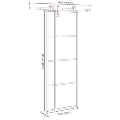 VidaXL Schuifdeur met beslag 76x205 cm esg-glas en aluminium VidaXL Schuifdeur met beslag 76x205 cm esg-glas en aluminium