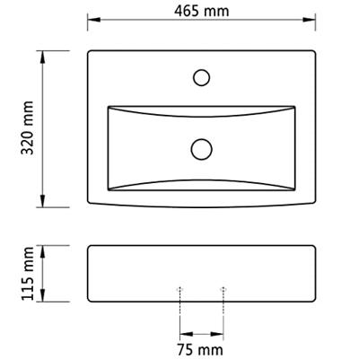 VidaXL Wastafel met kraangat en overloop zwart rechthoekig keramiek