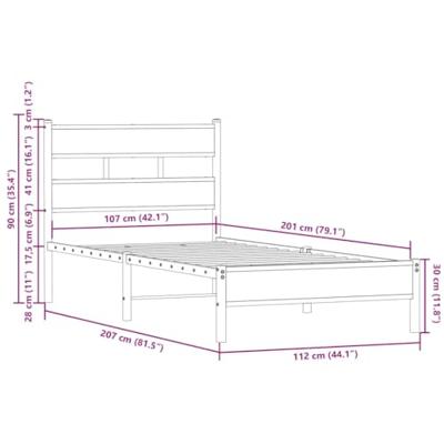 Bedframe met hoofdbord zonder matras sonoma eiken 107x203 cm