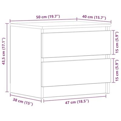 Nachtkastje 2 pcs Zwart Eiken 50 x 40 x 43,5 cm Bewerkt hout
