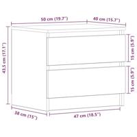 Nachtkastje met lade Zwart eiken 50 x 40 x 43.5 cm Bewerkt hout - thumbnail