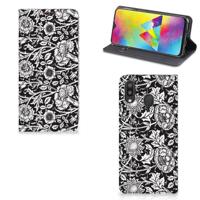 Samsung Galaxy M20 Smart Cover Black Flowers - thumbnail