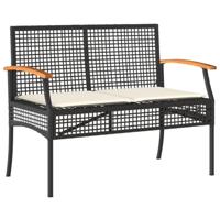 4-delige Loungeset met kussens poly rattan zwart - thumbnail