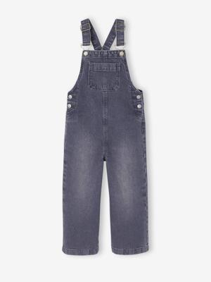 Wijde salopet van jeans voor meisjes zwart denim