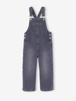 Wijde salopet van jeans voor meisjes zwart denim - thumbnail