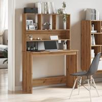 Bureau met schappen 102x45x148 cm bewerkt hout artisanaal eiken - thumbnail