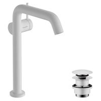 Hansgrohe Tecturis S ééngreeps wastafelkraan 240 Fine CoolStart voor waskommen, met afvoerplug, mat wit - thumbnail