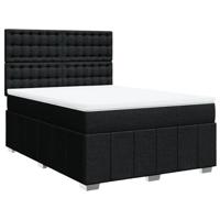 Boxspring met matras stof zwart 140x190 cm - thumbnail