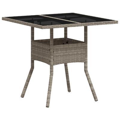 3-delige Tuinset met kussens poly rattan en glas grijs - thumbnail