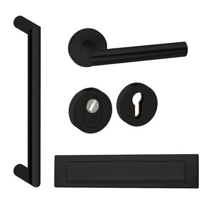 Hardbrass Voordeurset rond met greep Nairobi SKG3 met kerntrekbeveiliging - zwart Hardbrass Voordeurset rond met greep Nairobi SKG3 met kerntrekbeveiliging - zwart