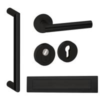 Hardbrass Voordeurset rond met greep Nairobi SKG3 met kerntrekbeveiliging - zwart - thumbnail