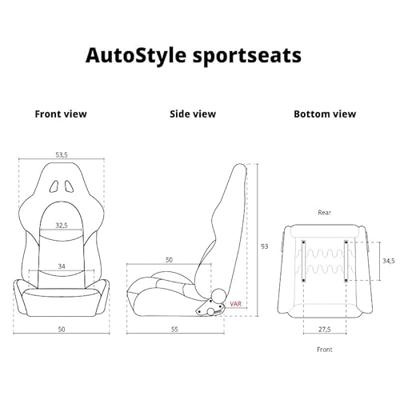 Sportstoel 'Eco' - Zwart - Linkerzijde verstelbare rugleuning - incl. sledes SS40ZL