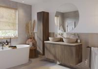 Ben Linea badmeubel incl. beige betonnen waskommen 120x45x71cm eiken grijs - thumbnail