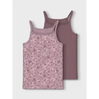 Name it 2-pak meisjes hemdjes - Mauve Flower - Paars meisjes onderhemd - Singlet - 128 - 128 - thumbnail