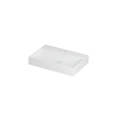 INK United Wastafel Porselein met 1 Kraangat incl. Porseleinen Click Plug en Verborgen Overloop Systeem - 700x450x110 mm - Mat Wit