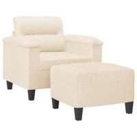 Fauteuil met voetenbank 60 cm microvezelstof beige - thumbnail