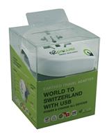 Q2 Power | World to Swisse | Universal-Reiseadapter mit Erdungsstecker | KID SAFE Stoßschutz | Spannung und Leistung 100V-1500W / 125V-1875W - thumbnail