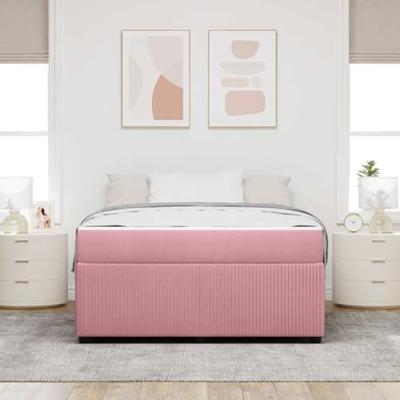Bedframe met matras met matras Roze 140 x 200 cm Fluweel
