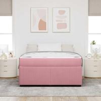Bedframe met matras met matras Roze 160 x 200 cm Fluweel - thumbnail