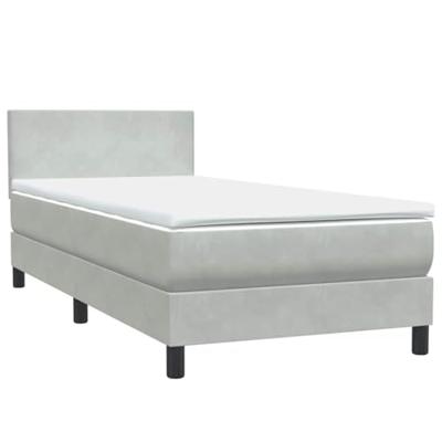Boxspring met matras fluweel lichtgrijs 80x220 cm