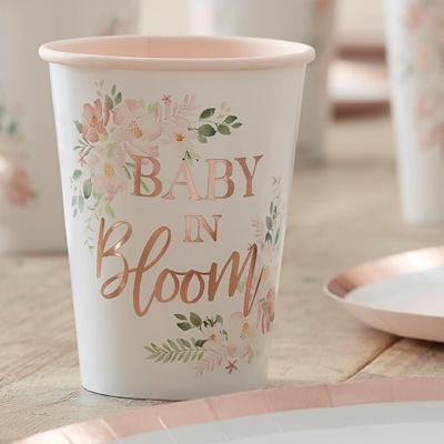 Ginger Ray BL-116 Floral Baby Shower Bekers