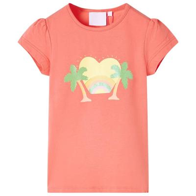 Kindershirt 128 koraalkleurig Kindershirt 128 koraalkleurig