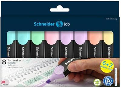Schneider Schreibgeräte Textmarker Textmarker Job Aktion 6+2 Karton-Etui 8 Stück pastell 115090 1 stuk(s)