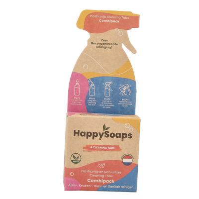 Happysoaps Cleaning tabs combipack alles-, keuken- en sanitai 4 Stuks Happysoaps Cleaning tabs combipack alles-, keuken- en sanitai 4 Stuks