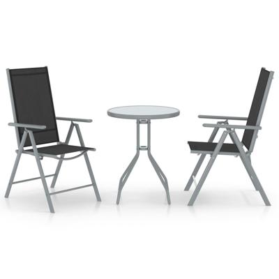 3-delige Bistroset aluminium en textileen zilverkleurig