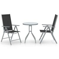 3-delige Bistroset aluminium en textileen zilverkleurig - thumbnail