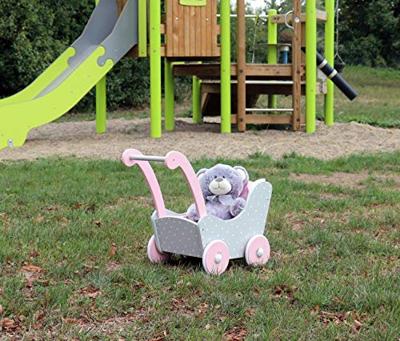 Houten poppenwagen Puntos Grijs