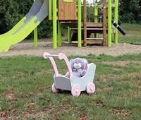 Houten poppenwagen Puntos Grijs - thumbnail