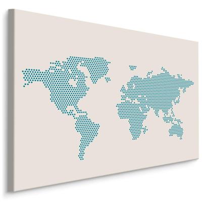 Schilderij - De Wereld in Pixels, Wereldkaart, Premium Print